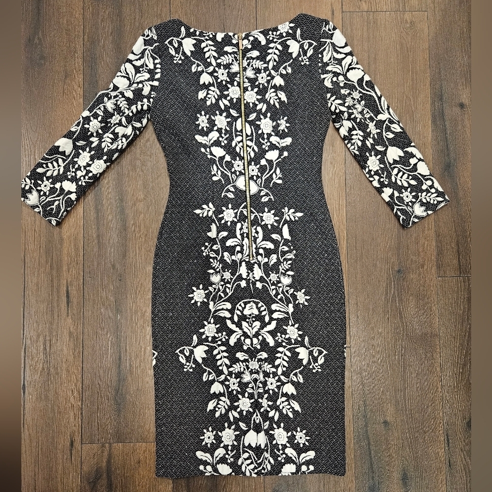 Eliza J Embroidered Black and White Floral Dress - Size 2 - Picture 14 of 16